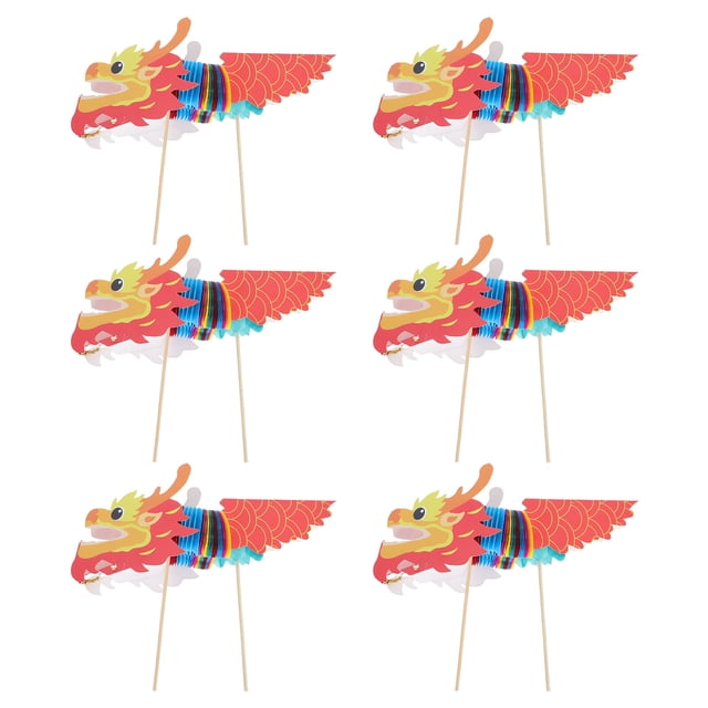 KAKOWELY 6 juegos de dragón chino para hacer uno mismo, material creativo, manual, accesorio para niños, juguete de bricolaje, estilo aleatorio