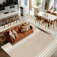 thumbnail image 5 of 4x6 Area Rugs, Beige Striped Non-Skid Rubber Backing Large Rectangle Rugs - Living Room Bedroom Home Office, Farmhouse Luxurious White Stripes Modern Abstract Art Indoor Floor Carpets Washable Rug, 5 of 9