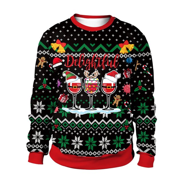 Jerseys navideños para hombres, suéter de cuello redondo con estampado 3D de reno, ropa superior para pareja, sudaderas de fiesta navideña