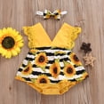 thumbnail image 2 of Combinaison Sans Manches en Dentelle à Imprimé Tournesol pour Bébés Filles, Justaucorps Robe + Bandeau, 2 of 9