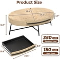 thumbnail image 2 of Oval Coffee Table with Drawer Mid-Century Modern Center Table 47.2“ Wooden Coffee Table with Storage and Cross Metal Legs Unique Curved Design for Living Room, 2 of 8