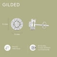 thumbnail image 4 of Gilded 1 Carat Total Weight Lab-Grown Diamond Stud Earrings for Women | 925 Sterling Silver | Round Halo Shaped | Hypoallergenic Fine Jewelry | Prong Setting, Push Back Nut | SI1 Clarity, F Color, 4 of 7