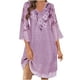 thumbnail image 2 of Puntoco Vestido De Manga Corta Con Cuello En V, Vestido Irregular De Doble Capa De Gasa Con Manga Tres Cuartos Y Cuello En V Estampado Para Mujer Morado Xl, 2 of 6