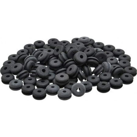 

100 Pack 7/16 OD x 1/8 ID Flexible Rubber Grommets 7/32 Thick 5/16 Slot Diameter