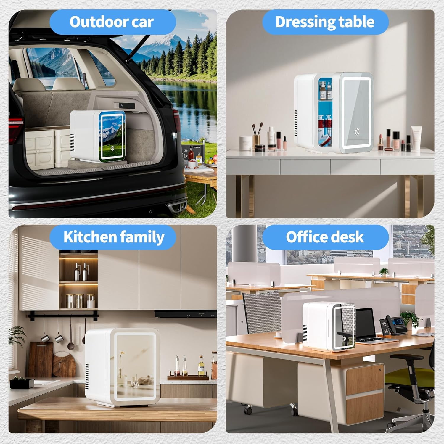 4L  Fridge with LED Mirror, Dual Cooling & Warming Function, Portable Refrigerator for Skincare, Makeup, Car and Home Use