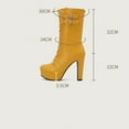 thumbnail image 6 of Xfvqtps Womens Chunky Flatform Ankle Boots Belt Buckle Strap Lace up Design Thick Sole High Heel Boots for Winter Fashion Streetwear Yellow, 6 of 7