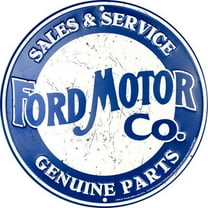 HangTime Ford Motor Co.  Sales & Service Genuine Parts Aluminum Nostalgia sign 12 inches in diameter