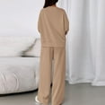 thumbnail image 4 of longantii 2 Piece Sets for Women Lounge Hoodie Sweatsuit Loose Wide Leg Sweatpants Travel Airport Outfits Khaki S, 4 of 6