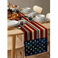 thumbnail image 3 of Hokiten Table Runners 48 Inches Long Dress Scarves, Retro American Flag Farmhouse Kitchen/Dining Table Runner, Short Coffee Tablerunners, Blue Red USA Flag Vintage Wood 13x48 Inch, 3 of 7
