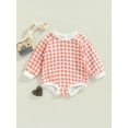 thumbnail image 2 of Baby Boy's Girl's Check Romper Round Neck Long Sleeve One Piece Plaid Romper, 2 of 9
