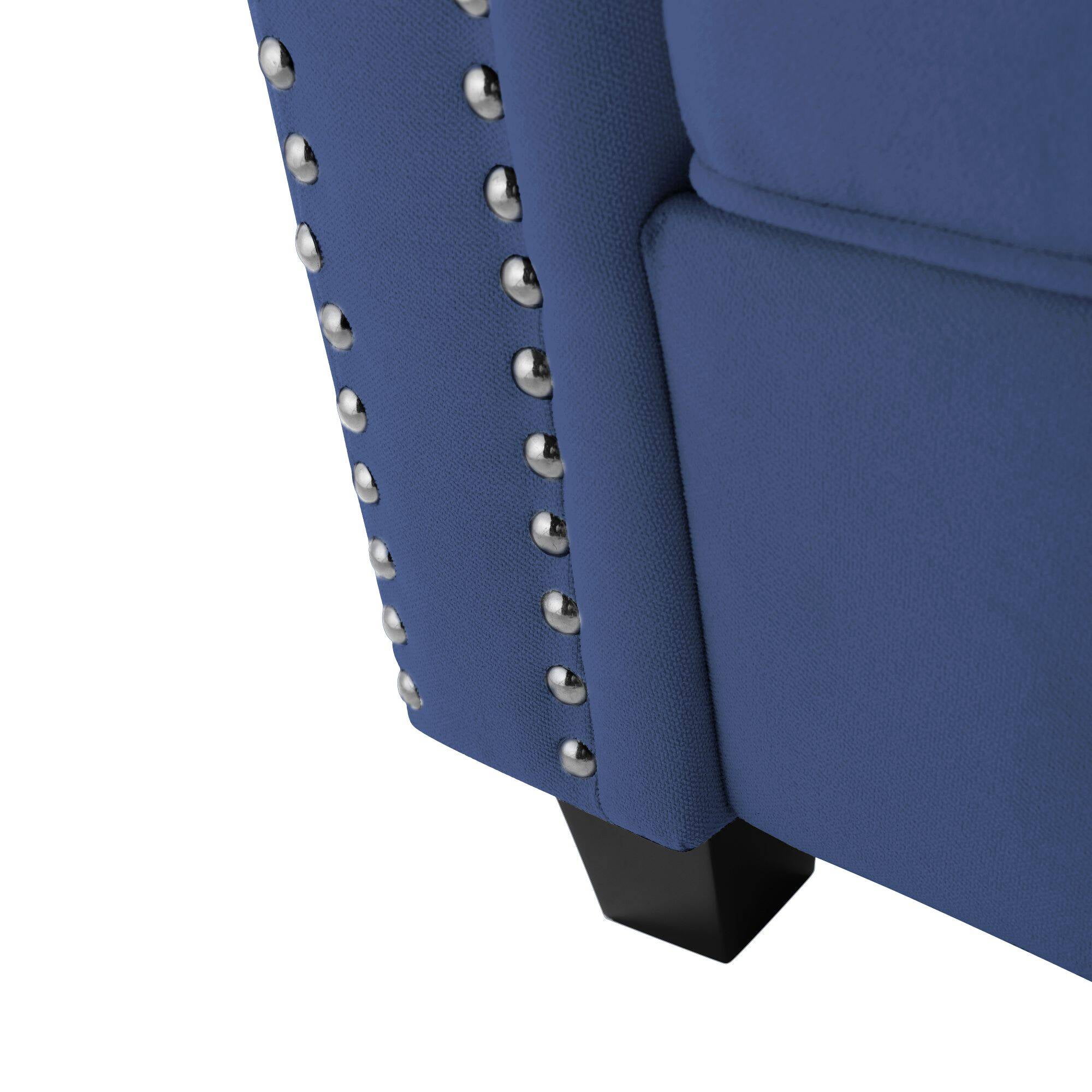 Modern 3 Seat Classic Modern Sofa with 2 Pillows, Tufted Upholsteres Couch with Rolled Arms and Nailhead Trim for Living Room, Apartment, Black