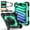 Black+Mint, variant on For iPad Mini 7th 6th Generation Case with Pencil Holder, Heavy Duty Shockproof Ruggd Rotating Kickstand Hand Strap Cover Case with Shoulder Strap Kids Friendly Case for Apple iPad Mini 6 7,Black+Mint