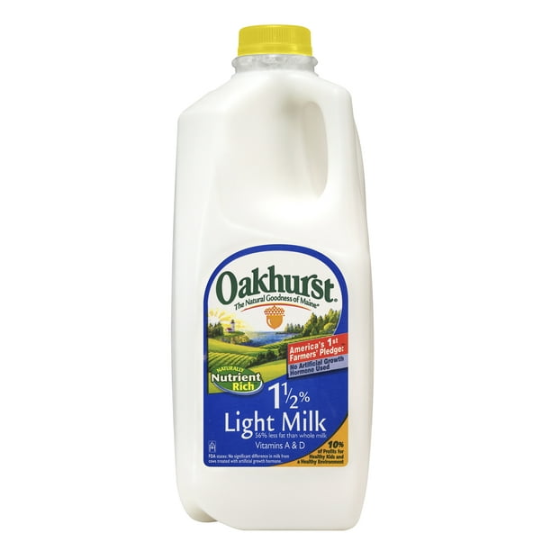 Oakhurst 1 1 2 Light Milk Half Gallon Walmart Com Walmart Com
