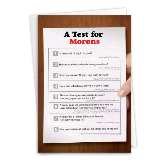 NobleWorks NobleWorks - 1 Funny Graduation Greeting Card - Congrats for Graduate, Notecard Stationery for School, College - Test for Morons 7216
