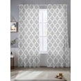 thumbnail image 3 of Light Gray Semi Sheer Curtains 84 Inch Length 2 Panels Set, Minimalist Boho Abstract Ethnic Motifs Sheer Kitchen Curtain Privacy Voile Window Curtain for Living Room Bedroom Rod Pocket Drapes, 3 of 7