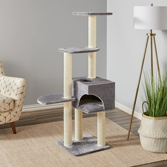 Two by Two Monroe - Gray Scratching Post Cat Furniture - 54.3 in. Tall