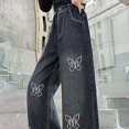 thumbnail image 5 of CAUYDY Teen Girls Baggy Jeans Pretty Butterfly Print Elastic Waistband Wide Leg Jeans Cute Pants for Girls Sizes 9-10 Years, 5 of 7