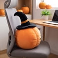 thumbnail image 5 of Euahivb Halloween Pumpkin Decorative Pillow 13.8 x 13.8 Inch Plush Stuffed Toy with Black Wizard Hat for Kids Room Living Room Couch Spooky Holiday Decor, 5 of 7