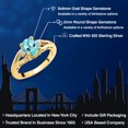 thumbnail image 2 of Gem Stone King 18K Yellow Gold Plated Silver Blue Apatite and White Lab Grown Diamond 3 Stone Engagement Ring for Women | 1.28 Cttw | Oval 8X6MM | Round 2MM | Gemstone Birthstone | Size 6, 2 of 6