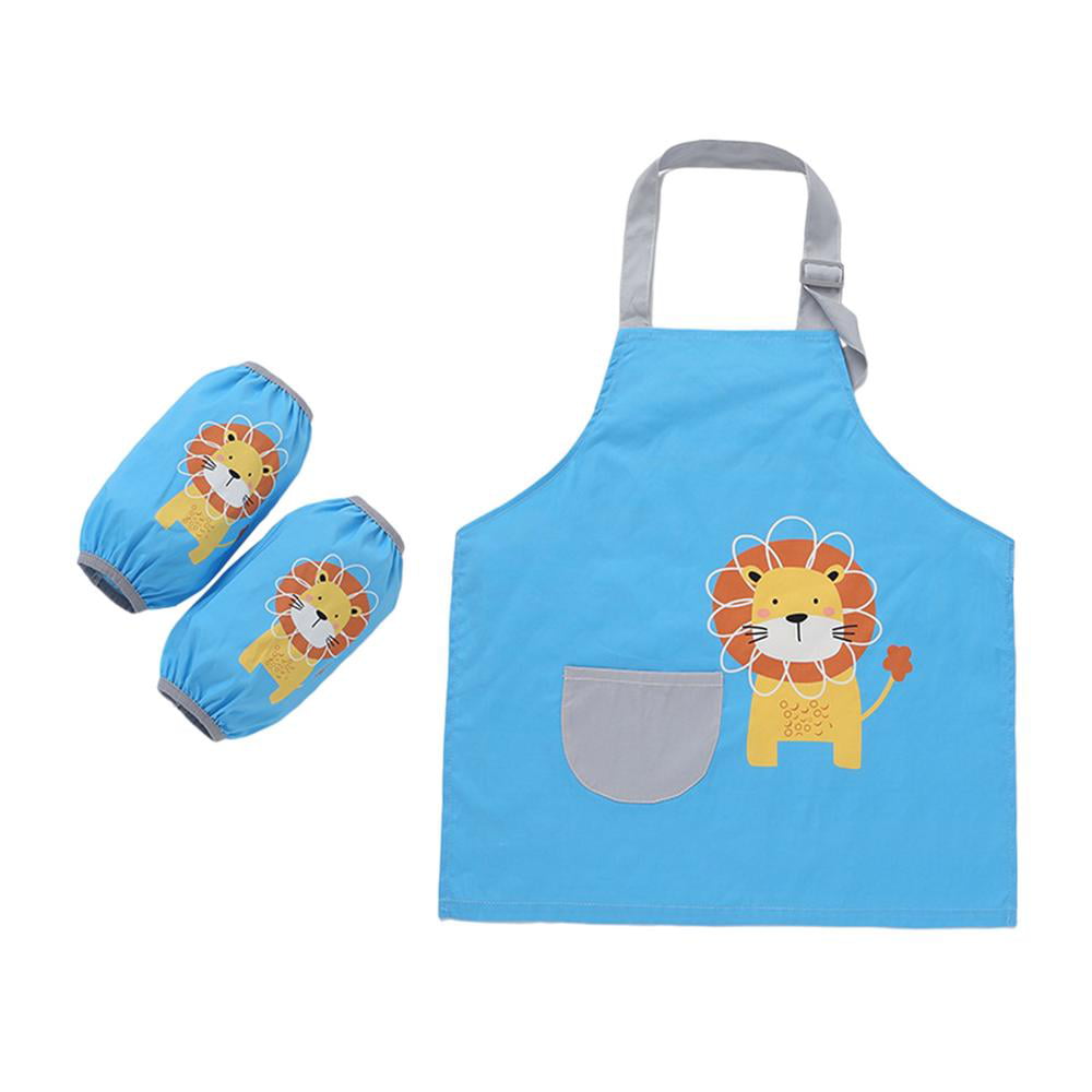 Qilmy Star Painting Apron for Kids Waterproof Children Art Smock with Pockets for Age 2-4 Years 