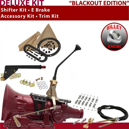 American Shifter TH350 Shifter Kit Black 10 in. E Brake Cable Clamp Trim Kit for EFAF7