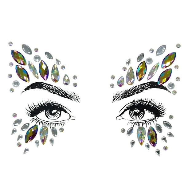 Tatuajes temporales para hombres, mujeres y adultos, con diamantes de imitación acrílicos, cristales y lentejuelas.