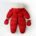 thumbnail image 3 of GYRATEDREAM Infant Toddler Boys Girls Snowsuit Newborn Winter Coat Warm Hooded Romper Jumpsuit Outwear Jacket for 9-12M Red, 3 of 8