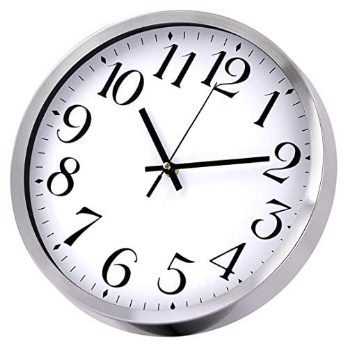 Details about   Silent Wall Clock,Battery Operated 12 inch Accurate Sweep Movement Silver Alumin 