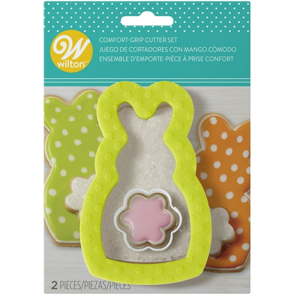 Wilton Comfort Grip Bunny with Mini Flower Cookie Cutters, Set of 2