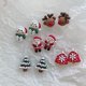 thumbnail image 2 of Pendientes navideños lindos pendientes de resina de alce de Papá Noel pendientes de muñeco de nieve dulces femeninos sin agujeros para las orejas, 2 of 5