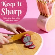 Paris Hilton 10-Piece Stainless Steel Kitchen Knife Set with Heart-Shaped Block, Pink