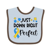 Inktastic Just Down Right Perfect Down Syndrome Awareness Ribbon Boys or Girls Baby Bib