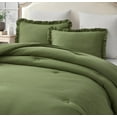 thumbnail image 3 of Chezmoi Collection Nora 3-Piece Olive Green Ruffled Edge Trim Microfiber Comforter Set, Full Size, 3 of 8