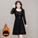thumbnail image 1 of Vestido de estilo coreano de otoño e invierno de longitud media con encaje de diamantes de imitación que adelgaza la cintura falda ancha de fondo para madre, 1 of 5