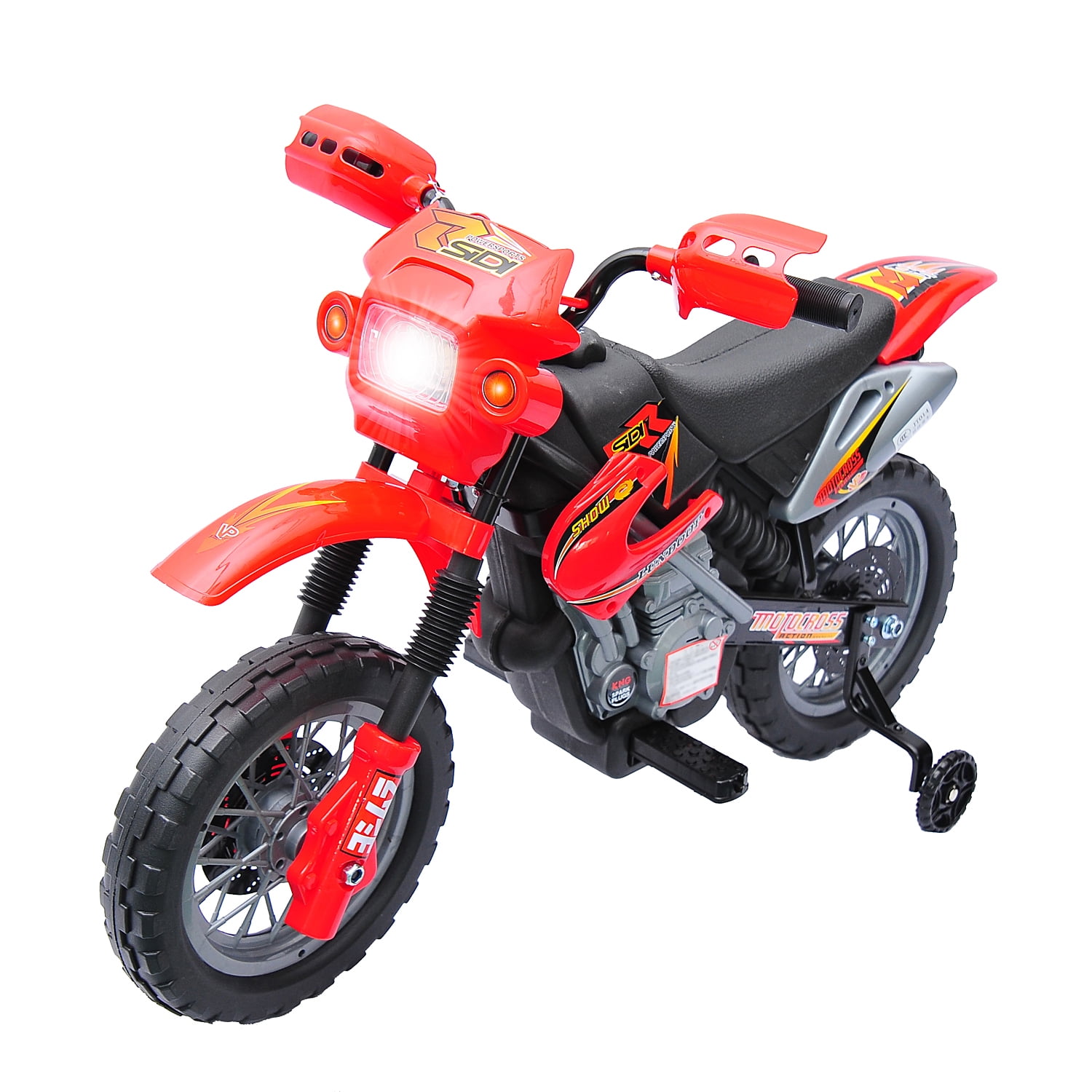 Red Kids Ride On Motorcycle 6V Battery Powered 4 Wheel Bicycle Electric Toy Red 