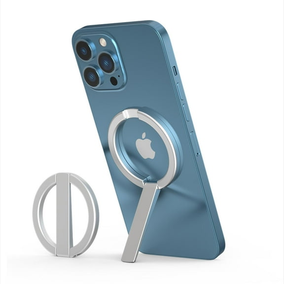 ELEHOLD Magnetic Mobile Phone Stand Holder for iPhone14/13/12 Magnetic Phone Kickstand Bracket Multi-Angle Viewing Desktop Stand Foldable Portable,Silver
