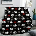 thumbnail image 2 of Cozy Animal Paw Print Flannel Blanket – Soft, Tear-Resistant, and Warm with Black Background & Minimalist Pet Design – Perfect for Home Decor or Sofa Use, 2 of 6
