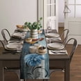 thumbnail image 3 of Dahlia Oil Painting Abstract Texture Plant Flower Blue Table Runner Home Wedding Table Mat Centerpieces Decor Dining Tablecloth, 3 of 6