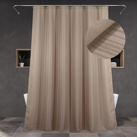 ABDFHE-Taupe Tan Long Shower Curtain: 78 Inch Linen Textured Khaki Beige Fabric Water Repellent Washable Polyester Cloth Shower Curtains for Bathroom - Simple Elegant Bath Curtain Liner - 72x78