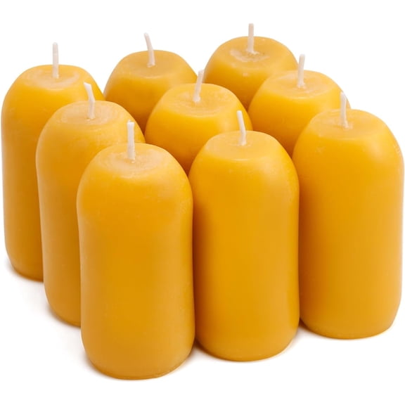 9 Pcs Beeswax Pillar Candles,Natural Beeswax Candles Long Burning (9 Hours),Pure Beeswax Candles for Home Decoration,Outdoor,Parties,Camping(Yellow,3.2" x 1.5")