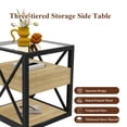 thumbnail image 5 of GZXS 3-Tier Side Table with Storage Drawer & Clear Glass Top, Natural Wood Grain Nightstand w/ Black Metal Frame, 17.72"L x 17.72"W x 21.07"H, 5 of 9