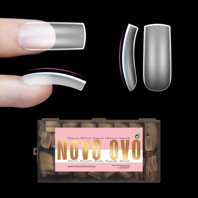 Uñas postizas NOVO OVO, ligeramente curvadas, cuadradas, medianas, 360