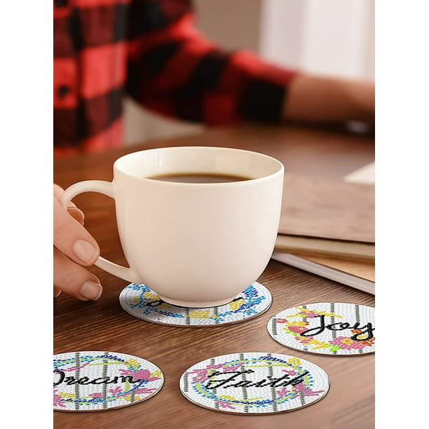 8Pcs Diamond Art Coasters Kit with Holder Colorful Diamond