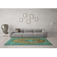 thumbnail image 3 of Ahgly Company Machine Washable Indoor Round Medallion Turquoise Blue Traditional Area Rugs, 8' Round, 3 of 4