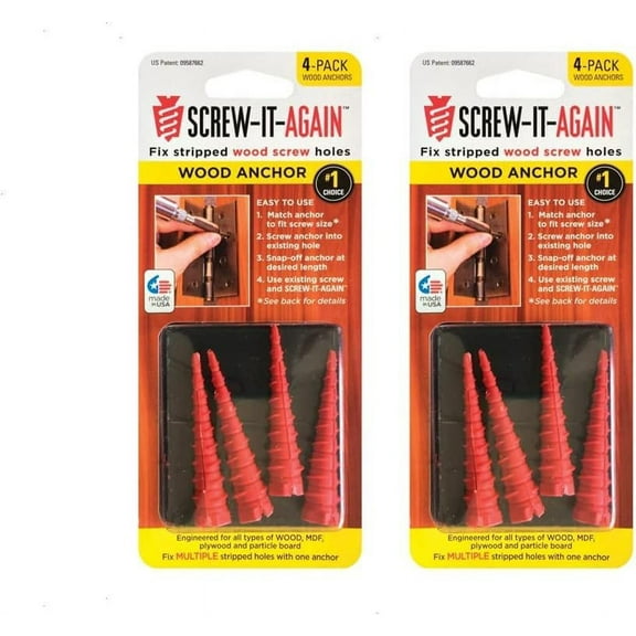 2 Pack of 4 - Brand Screw-It-Again, Model SIA-4PK, Product Sia Wood Anchor