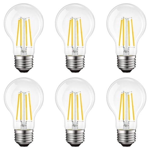 Luxrite Vintage A19 LED Light Bulbs 12W=100W 1600 Lumens 3500K Dimmable 6 Pack