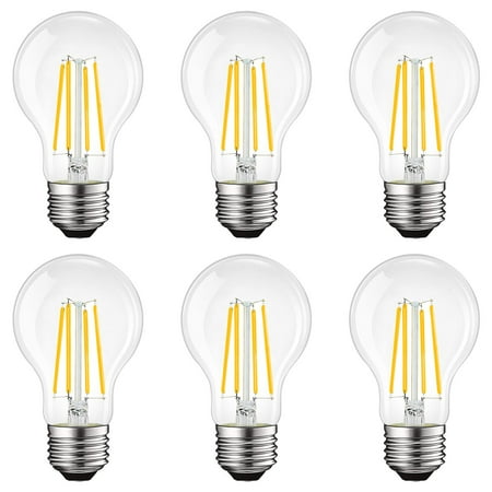 Luxrite Vintage A19 LED Light Bulbs 12W=100W 1600 Lumens 3500K Dimmable 6 Pack