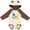 Natural & Brown w Ears, variant on Inktastic Rocket Spaceship Happy First Birthday Boys or Girls Long Sleeve Baby Bodysuit