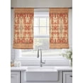 thumbnail image 5 of Sheer Curtains 54 Inches Long 2 Panels, Vintage Ethnic Tribal Floral Rod Pocket Curtain Voile Draperies, Traditional Oriental Orange Light Filtering Window Treatment for Living Room Kitchen Bedroom, 5 of 8