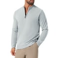 thumbnail image 5 of INSPIRE CHIC Men's Mock Neck Pullover Sweater Solid Color Quarter Zip Knitted Polo Sweater L Light Gray, 5 of 6